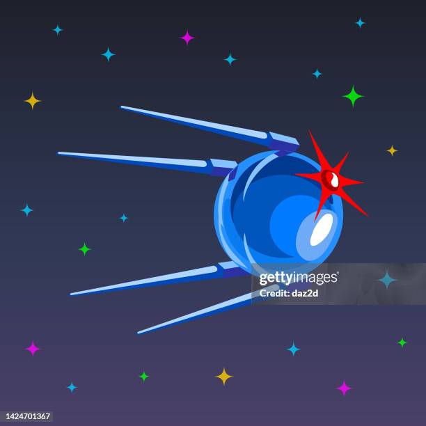 sputnik in the night sky - sputnik 1 stock illustrations