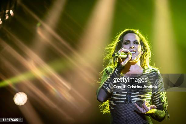 Singer Malu performs during the Mil Batallas Tour at Coliseum A Coruña on September 17, 2022 in A Coruna, Spain. .