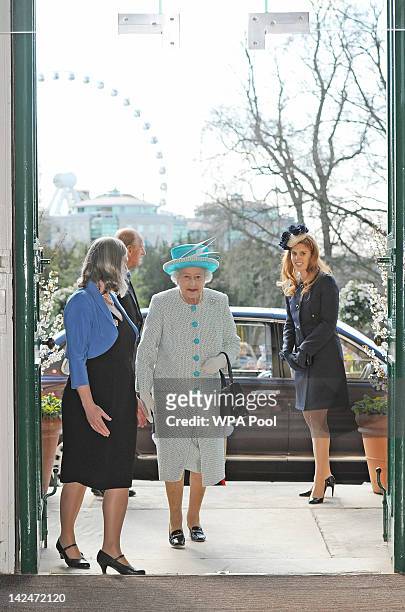 Queen Elizabeth II and Princess Beatrice are greeted by Janet Barnes, CEO of York Museums Trust , as they visit the Yorkshire Museum after the Royal...