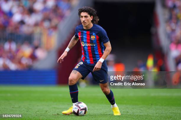 Hector Bellerin of FC Barcelona runs with the ball during the LaLiga Santander match between FC Barcelona and Elche CF at Spotify Camp Nou on...