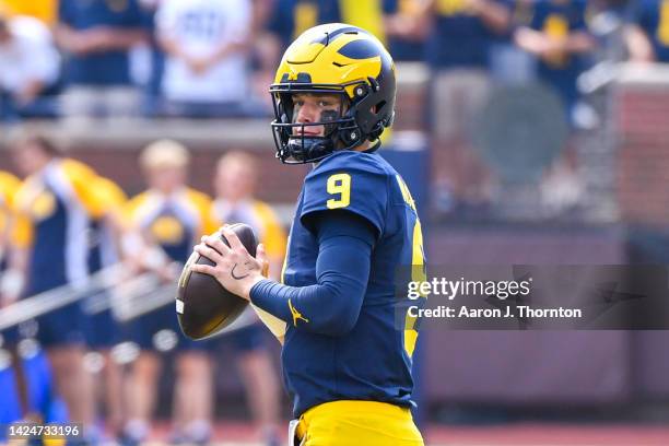 McCarthy of the Michigan Wolverines looks to throw a pass during the first half of a college football game against the Connecticut Huskies at...