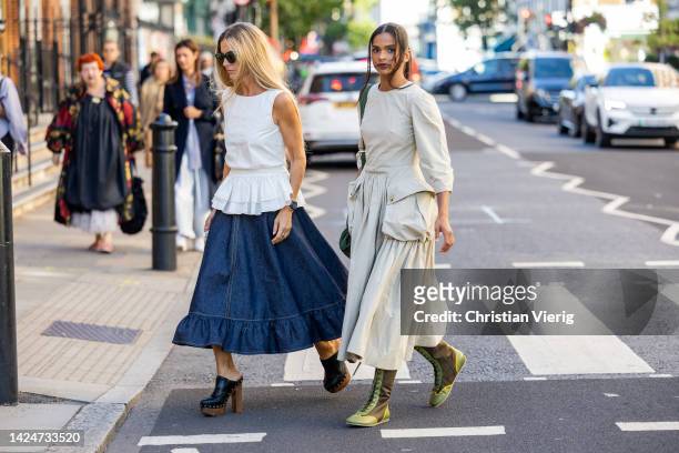 Guests outside Molly Goddard during London Fashion Week September 2022 on September 17, 2022 in London, England.