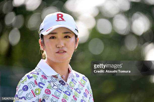 Mone Inami of Japan is seen on the 1st tee during the final round of Sumitomo Life Vitality Ladies Tokai Classic at Shin Minami Aichi Country Club...
