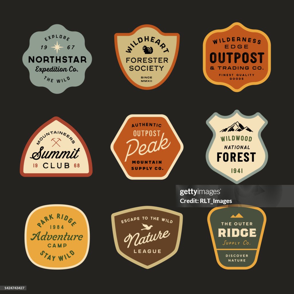 Mid-century Retro Adventure Badge Designs