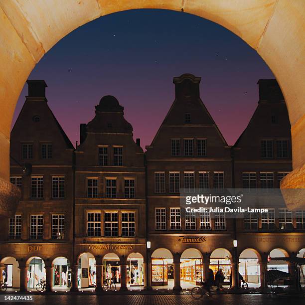 view of historical central market of münster - munster stock pictures, royalty-free photos & images