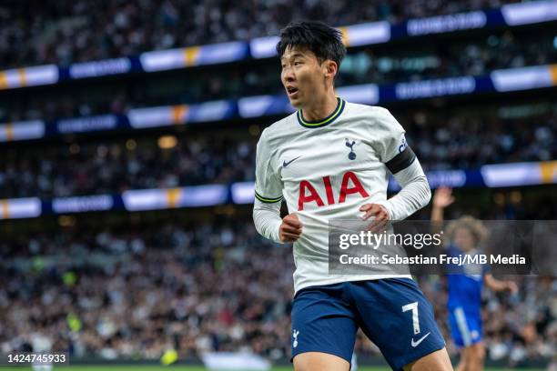 Son Heung-min of Tottenham Hotspur during the Premier League match between Tottenham Hotspur and Leicester City at Tottenham Hotspur Stadium on...