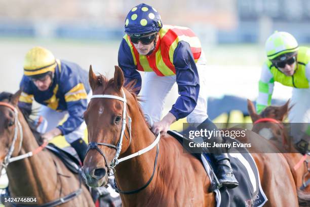 James McDonald on Nature Strip wins race 8 the Bowermans Shorts during Sydney Racing at Royal Randwick Racecourse on September 17, 2022 in Sydney,...