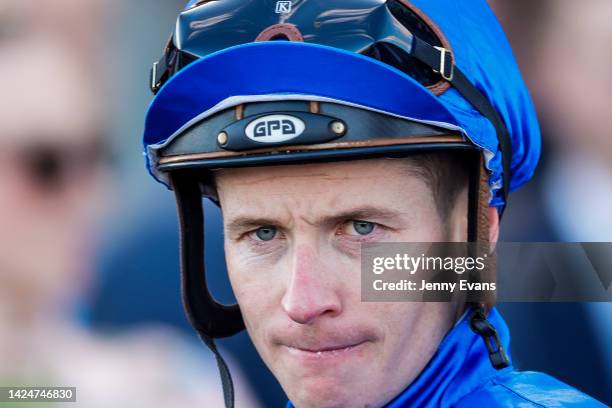 James McDonald looks on after winning race 7 the Fujitsu General George Main Stakes on Anamoe during Sydney Racing at Royal Randwick Racecourse on...