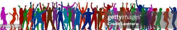 crowd (all people are complete and moveable) - stadium crowd background stock illustrations