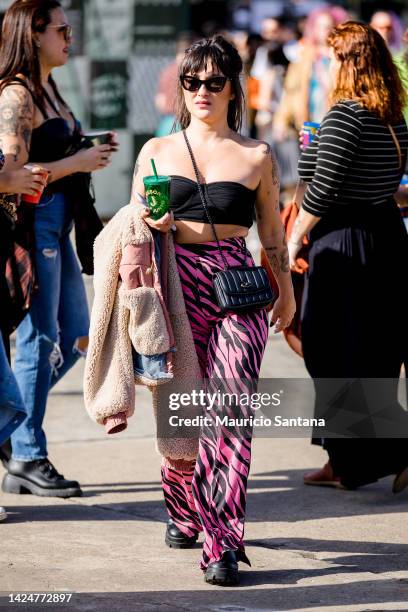 Festival-goer is seen during Coala Festival 2022 at Memorial da America Latina on September 17, 2022 in Sao Paulo, Brazil.