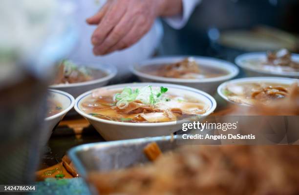 several bowls of ramen - catering building fotografías e imágenes de stock