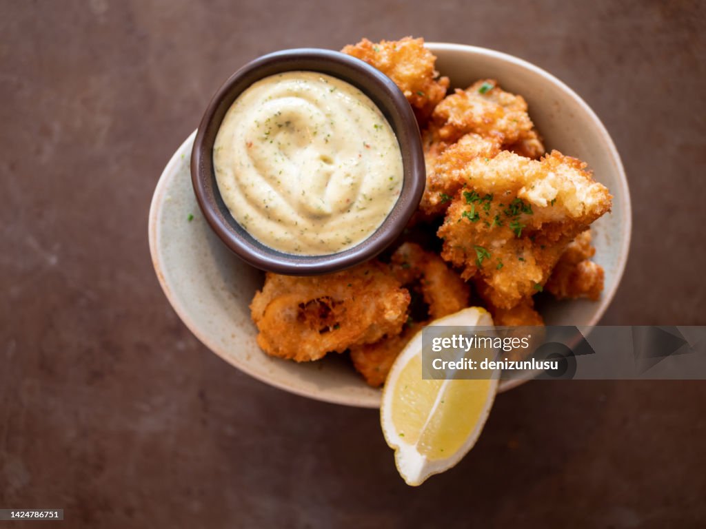 Deep fried squid rings