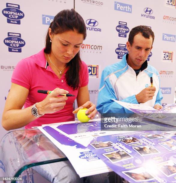 Dinara Safina and Dominik Hrbaty appearance at Myer City Store on January 2 2009, in Perth, Australia.