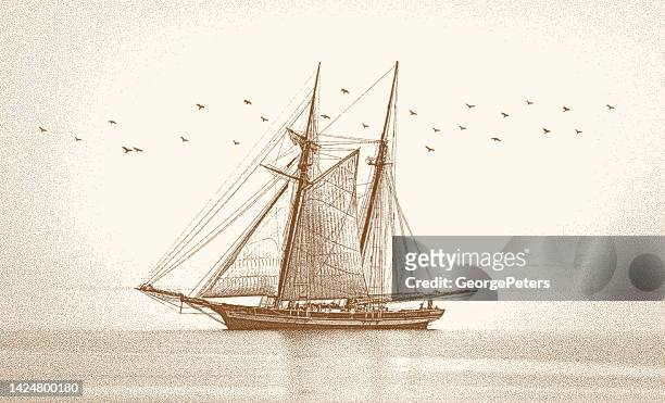 retro-style illustration of a tall ship - navy ship vector stock illustrations
