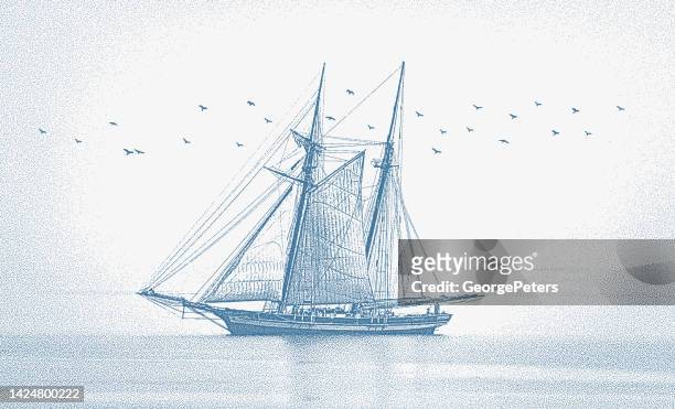 ilustrações, clipart, desenhos animados e ícones de ilustração em estilo retrô de um navio alto - galleon