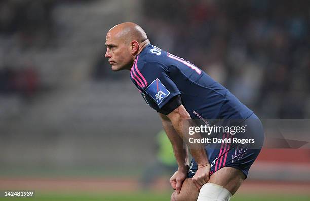 Felipe Contepomi of Stade Francais looks on during the Amlin Challenge Cup quarter final match between Stade Francais and Exeter Chiefs at Stade...