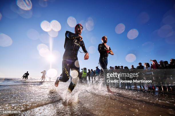 Athletes compete in the swim section during the IRONMAN Emilia Romagna on September 18, 2022 in Cervia, Italy.