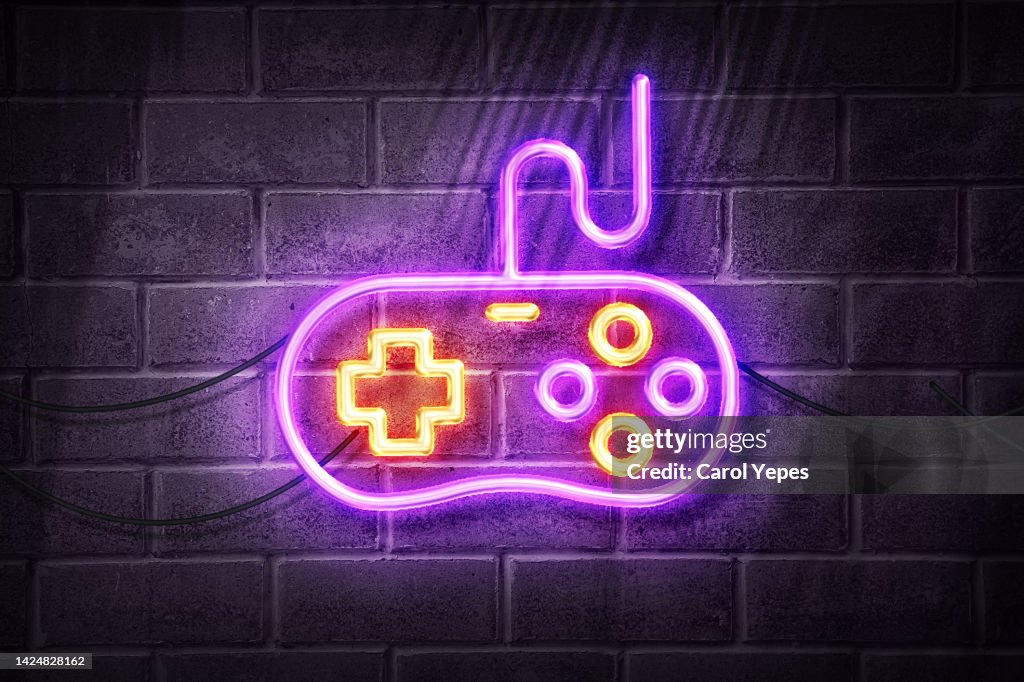 Game controller in neon lights