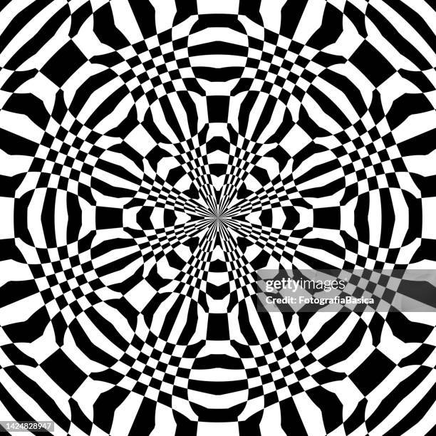 op art abstract monochrome pattern - illusion stock illustrations