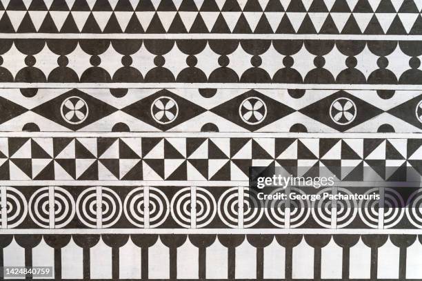 geometrical patterns on a wall - north aegean greece stock pictures, royalty-free photos & images