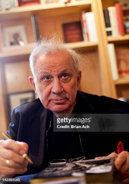 Photographer Ron Galella signs copies of "Paparazzo Extraordinaire" at BookMarc on April 5, 2012 in New York City.