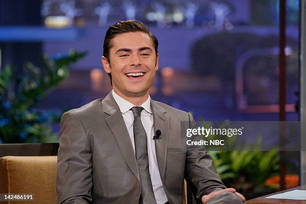 Episode 4228 -- Pictured: Actor Zac Efron during an interview on April 4, 2012 --