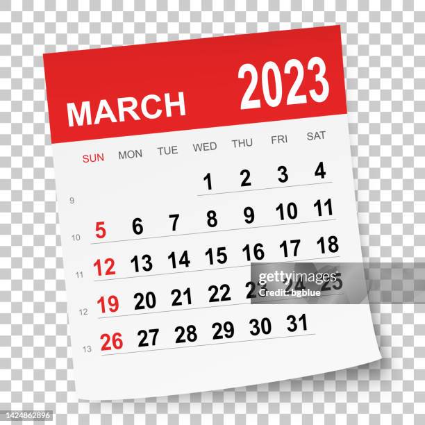 march 2023 calendar - sticky note transparent stock illustrations