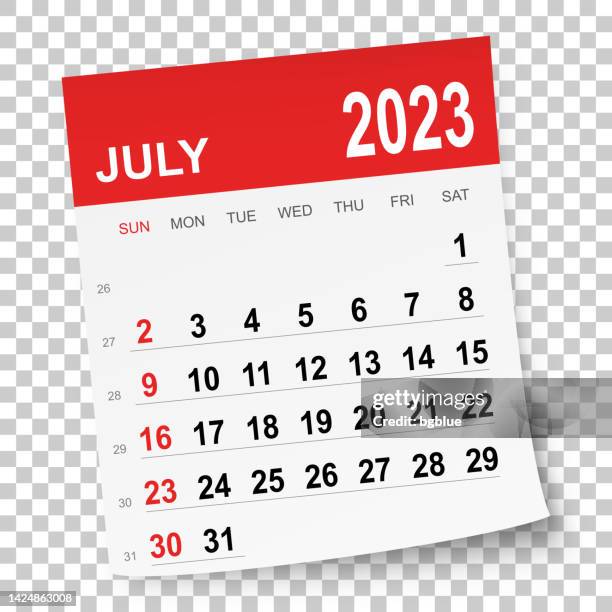 illustrazioni stock, clip art, cartoni animati e icone di tendenza di calendario luglio 2023 - luglio