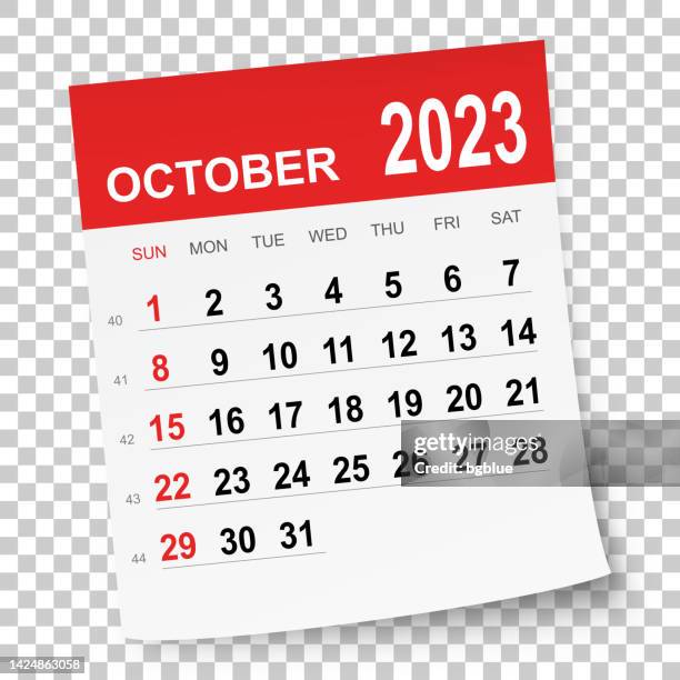 ilustraciones, imágenes clip art, dibujos animados e iconos de stock de calendario octubre 2023 - octubre