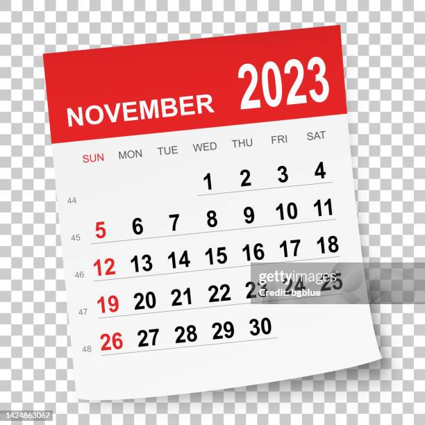 stockillustraties, clipart, cartoons en iconen met november 2023 calendar - november