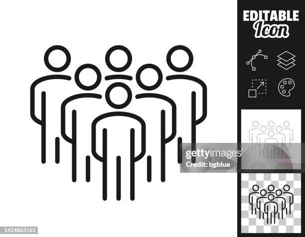 team. icon for design. easily editable - stick figure crowd stock illustrations