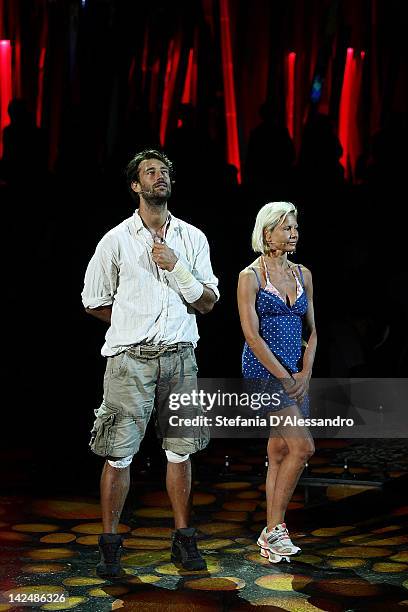 Manuel Casella and Antonella Elia attend "L'Isola dei Famosi" Final on April 5, 2012 in Milan, Italy.