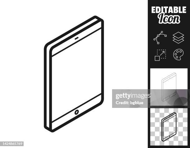 isometrischer tablet-pc. icon für design. leicht editierbar - tablet 3d stock-grafiken, -clipart, -cartoons und -symbole
