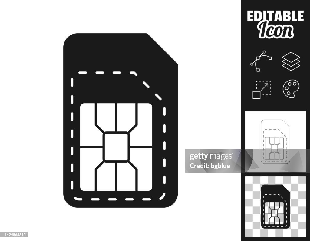 Tarjeta SIM con precorte. Icono para el diseño. Fácilmente editable