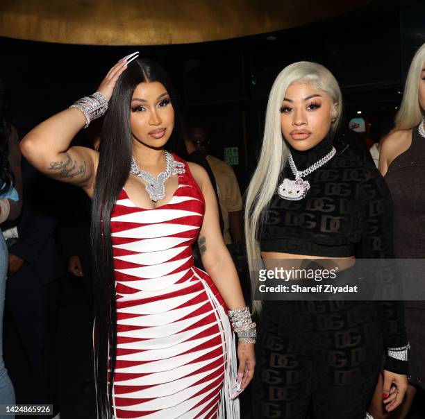 Cardi B and Hennessy Carolina attend Cardi B Hosts Fashion Night Out on September 17, 2022 in New York City.