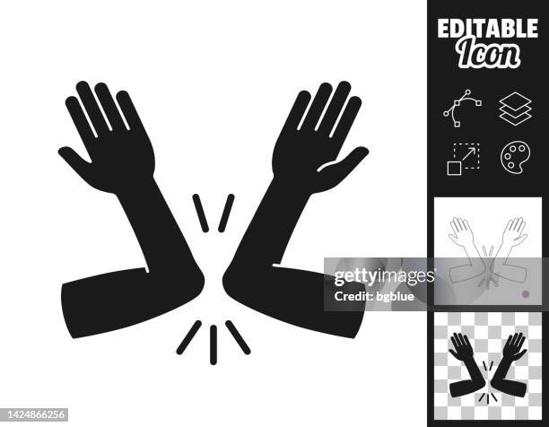 greeting with elbow bump. icon for design. easily editable - elbow greeting sign stock illustrations