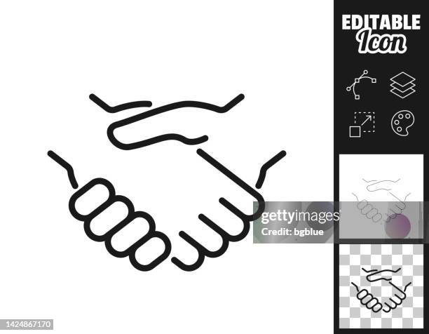 ilustraciones, imágenes clip art, dibujos animados e iconos de stock de apretón de manos. icono para el diseño. fácilmente editable - fondo transparente