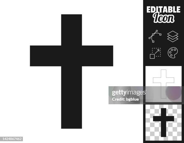 religion cross. icon for design. easily editable - crucifix 幅插畫檔、美工圖案、卡通及圖標