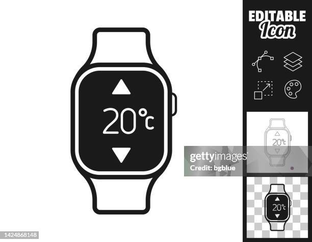 smartwatch with heating control. icon for design. easily editable - measuring height stock illustrations