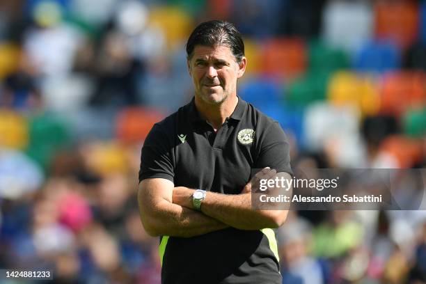 Andrea Sottil, Head Coach of Udinese Calcio, looks on prior to the Serie A match between Udinese Calcio and FC Internazionale at Dacia Arena on...