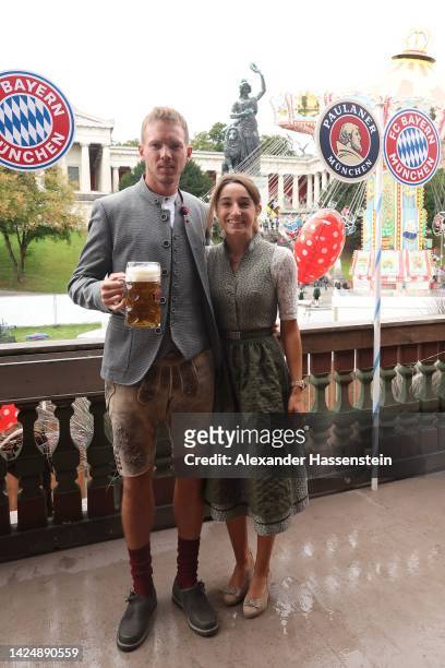 Julian Nagelsmann, head coach of FC Bayern Muenchen attends with Lena Wurzenberger the Oktoberfest at Kaefer Wiesenschaenke tent at Theresienwiese on...