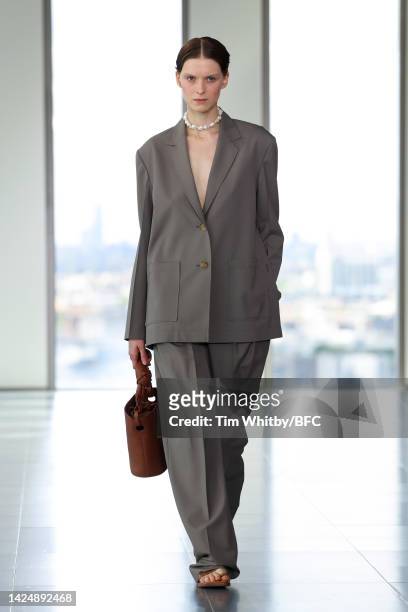 Model walks the runway during the Rejina Pyo show during London Fashion Week September 2022 on September 18, 2022 in London, England.