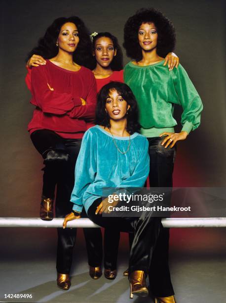 Circa 1980: American vocal group Sister Sledge pose for a portrait in circa 1980 in the Netherlands.