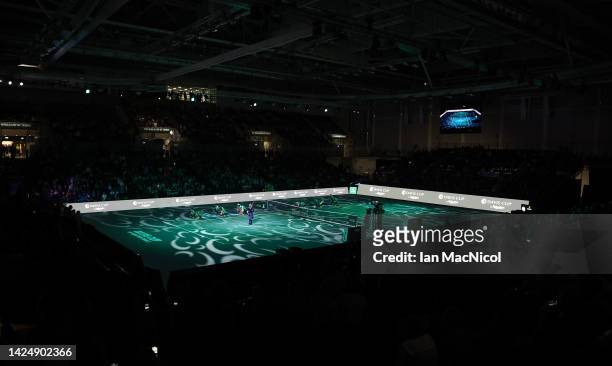 General view of the Emirates Arena during the Davis Cup Group D match between Great Britain and Kazakhstan at Emirates Arena on September 18, 2022 in...