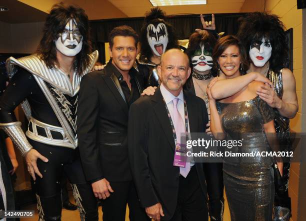 Musicians Eric Singer, Singer/Songwriter Rodney Atkins, Gene Simmons, Promoter Louis Messina, Musician Tommy Thayer, Christine Messina and Paul...