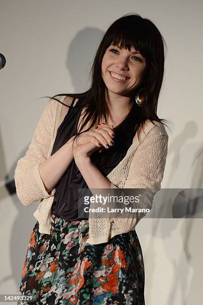 Carly Rae Jepsen performs at the Y-100 Underground on April 5, 2012 in Miami, Florida.