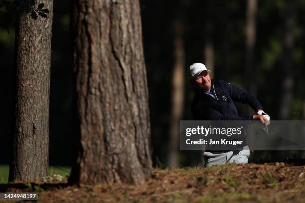 Greig Hutcheon of the Great Britain & Ireland PGA Cup Team in action on Day Three of the 2022 PGA Cup at Foxhills Golf Course on September 18, 2022...