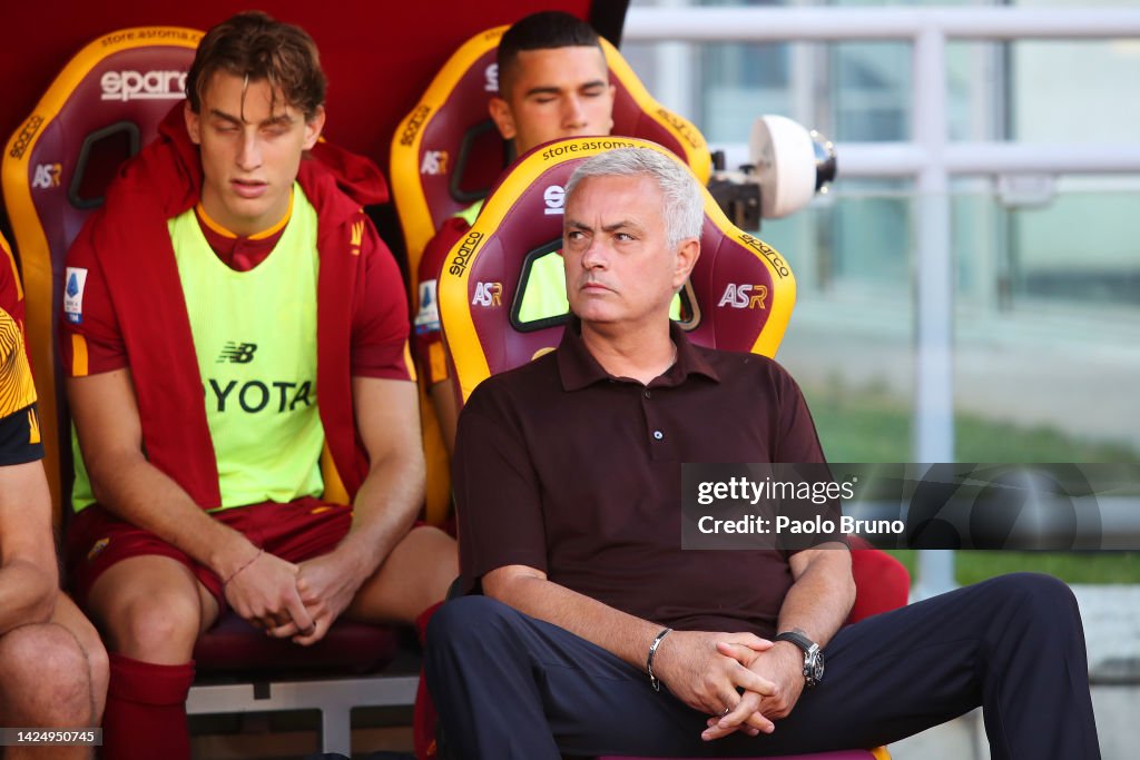 As Roma Coach Jose Mourinho, Head Coach of AS Roma looks on prior to the Serie A ...