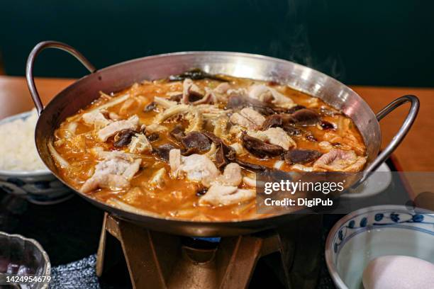 szechwan spicy offal hotpot teishoku served at hong kong style restaurant in tokyo - chuka stock pictures, royalty-free photos & images