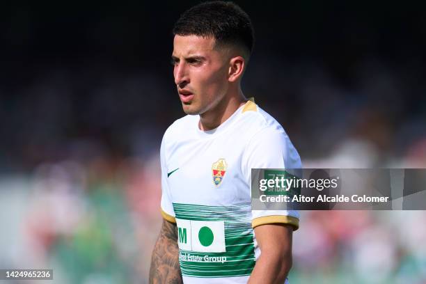 Nicolas Fernadez of Elche CF looks on during the LaLiga Santander match between Elche CF and Athletic Club at Estadio Manuel Martinez Valero on...